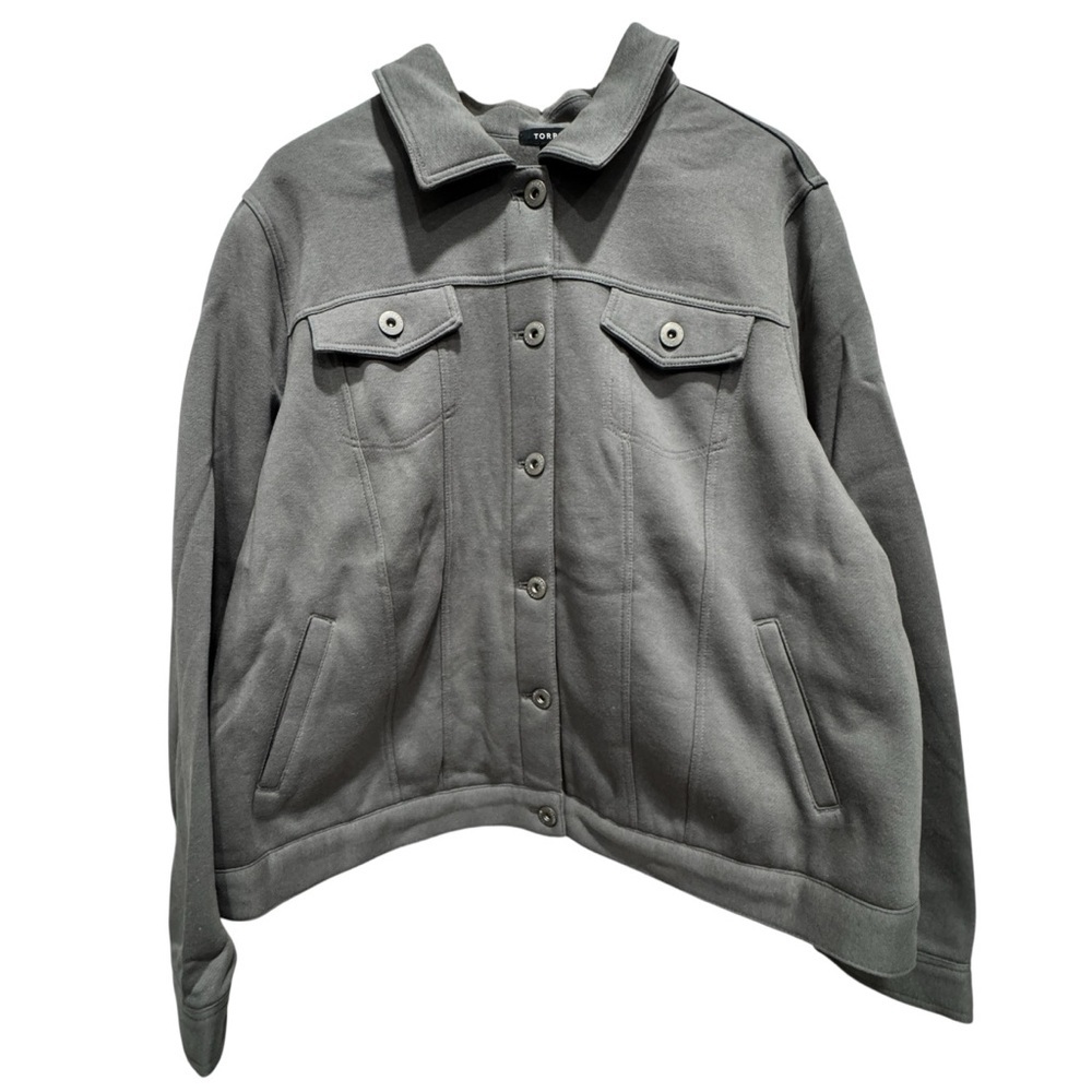 NWT Torrid Woman’s Gray Fleece Trucker Button Up Jacket-Size 3X